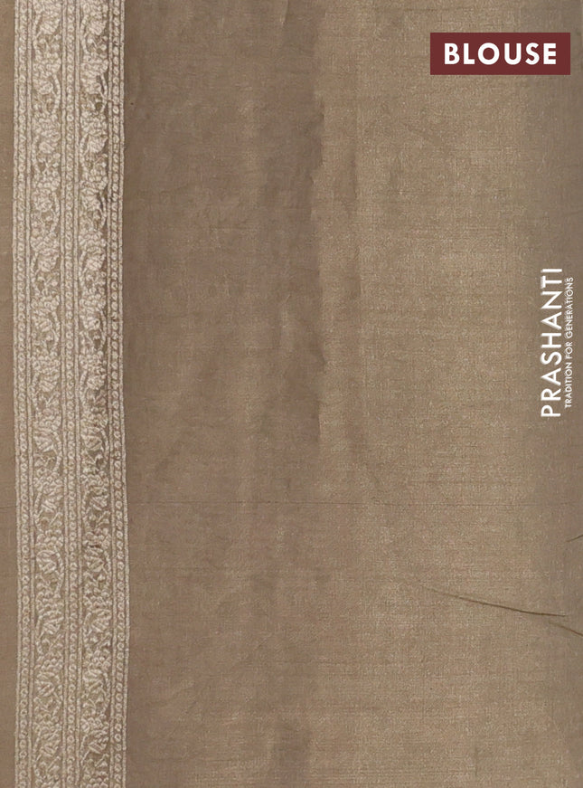 Banarasi tissue silk cotton saree red shade and grey shade with zari woven buttas and woven border