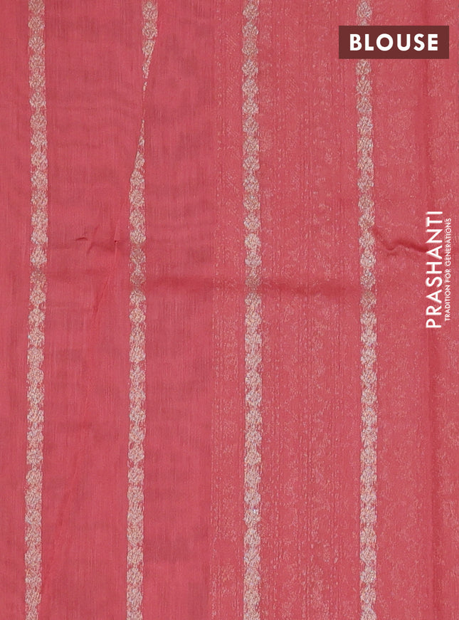 Banarasi silk cotton saree red shade with allover brocade zari weaves and woven border