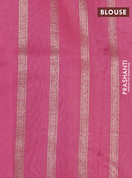 Banarasi silk cotton saree pastel pink with allover brocade zari weaves and woven border