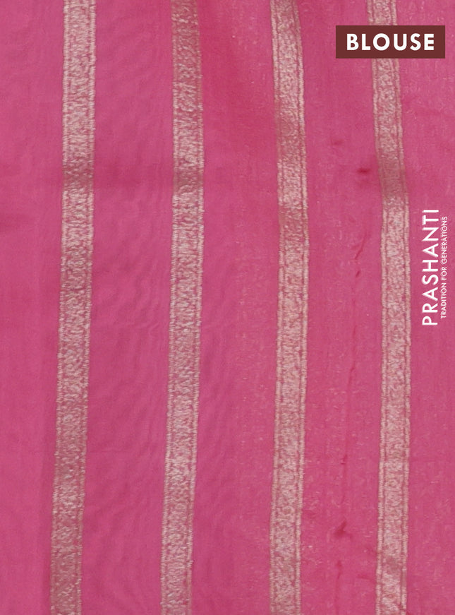 Banarasi silk cotton saree pastel pink with allover brocade zari weaves and woven border