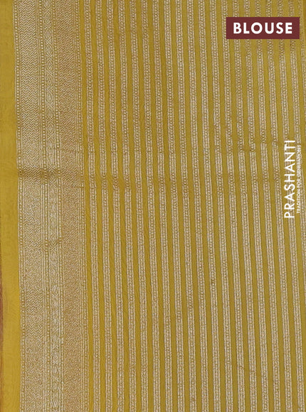 Banarasi silk cotton saree mauve pink and yellow with woven buttas and woven border
