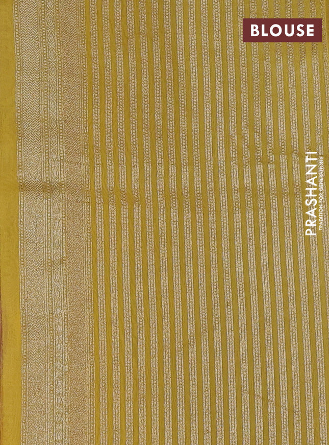 Banarasi silk cotton saree mauve pink and yellow with woven buttas and woven border