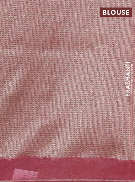 Banarasi silk cotton saree grey and pink shade with allover thread & zari woven brocade weaves and woven border
