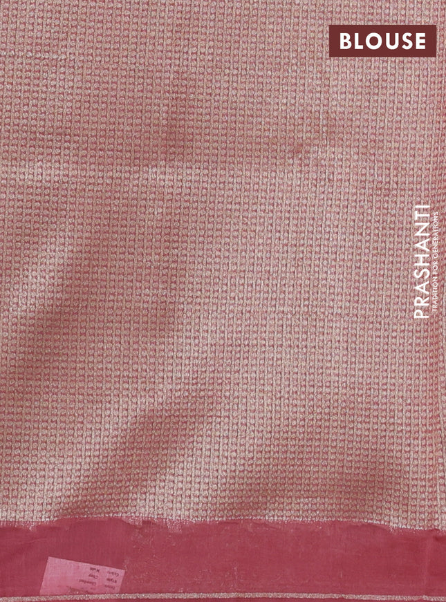 Banarasi silk cotton saree grey and pink shade with allover thread & zari woven brocade weaves and woven border
