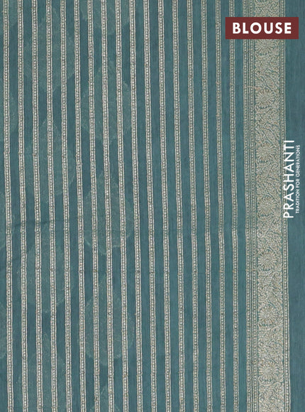 Banarasi silk cotton saree mauve pink and teal green with woven buttas and woven border