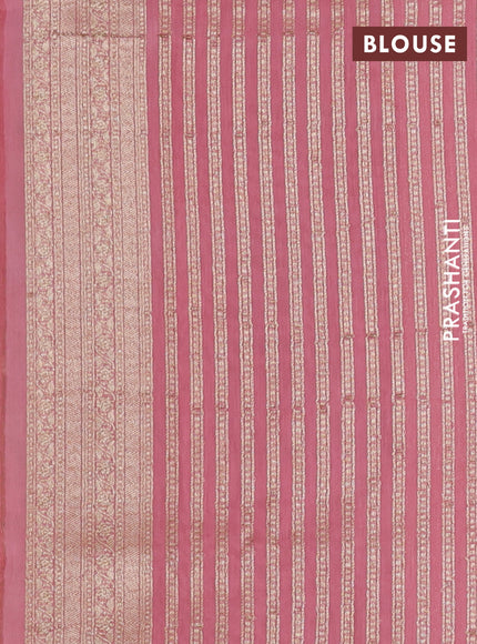 Banarasi silk cotton saree light green and pink shade with allover zari weaves and zari woven border