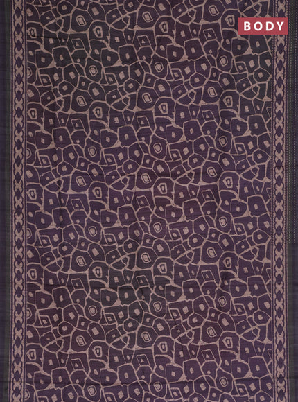 Semi tussar saree deep wine with allover prints and kantha stitch work border