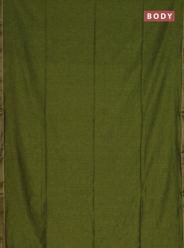 Bengal soft cotton saree sap green and deep maroon with plain body and zari woven border