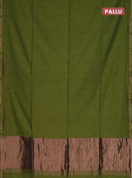 Bengal soft cotton saree sap green and deep maroon with plain body and zari woven border