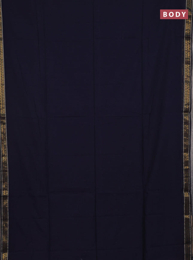 Bengal soft cotton saree navy blue and maroon with plain body and zari woven border