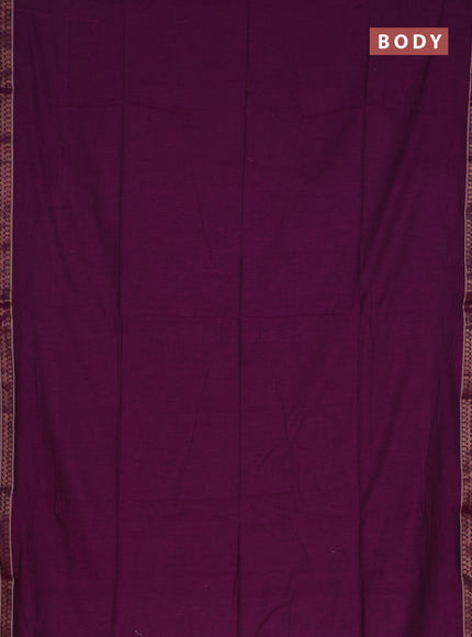 Bengal soft cotton saree purple and blue with plain body and zari woven border