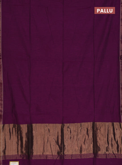 Bengal soft cotton saree purple and blue with plain body and zari woven border