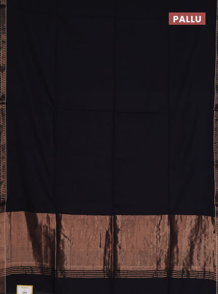 Bengal soft cotton saree black and maroon with plain body and zari woven border