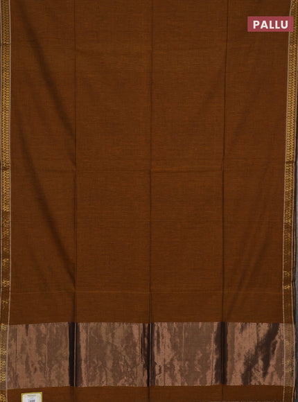 Bengal soft cotton saree dark mustard and deep maroon with plain body and zari woven border