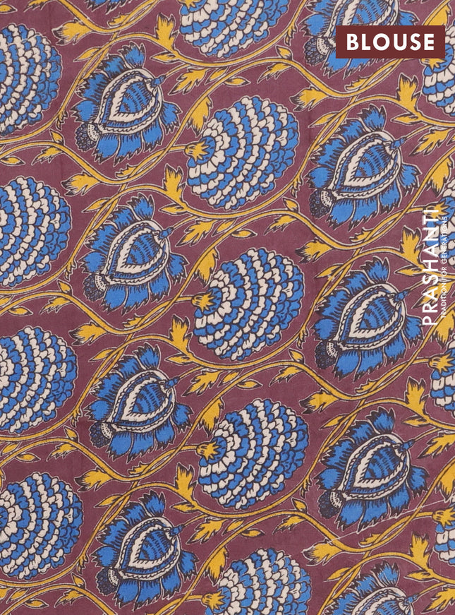 Bengal soft cotton saree navy blue and brown with plain body and zari woven border