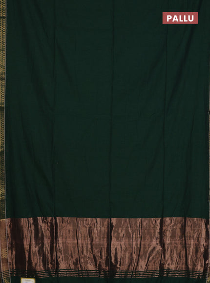 Bengal soft cotton saree green and blue with plain body and zari woven border