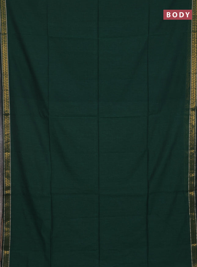 Bengal soft cotton saree green and maroon with plain body and zari woven border