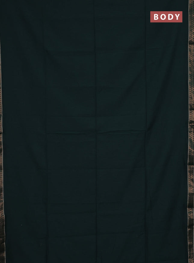 Bengal soft cotton saree green and violet with plain body and zari woven border