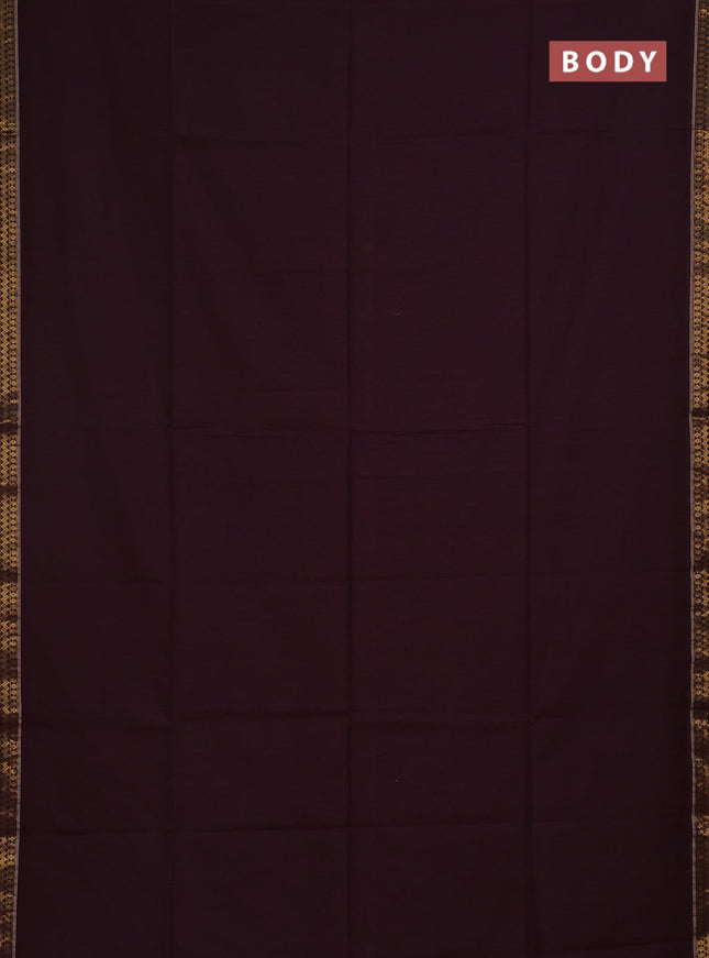 Bengal soft cotton saree deep wine shade and light green with plain body and zari woven border