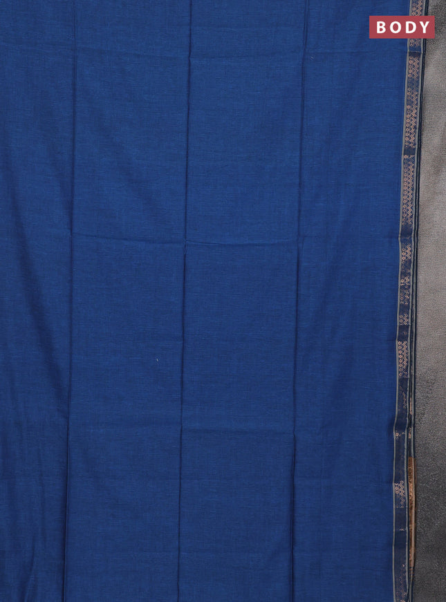 Bengal soft cotton saree cs blue and maroon with plain body and zari woven border