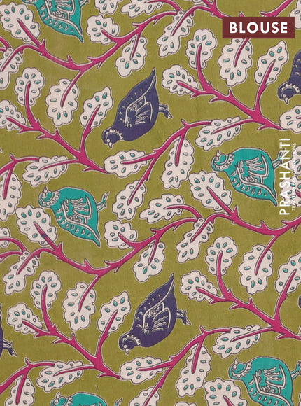 Bengal soft cotton saree teal green and sap green with plain body and zari woven border