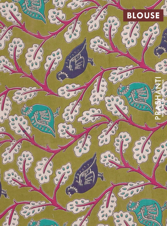 Bengal soft cotton saree teal green and sap green with plain body and zari woven border