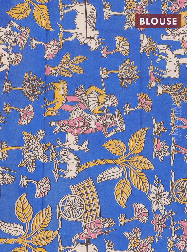 Bengal soft cotton saree maroon and blue with plain body and zari woven border