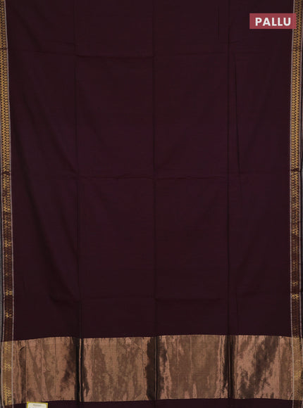 Bengal soft cotton saree wine shade and mustard yellow with plain body and zari woven border
