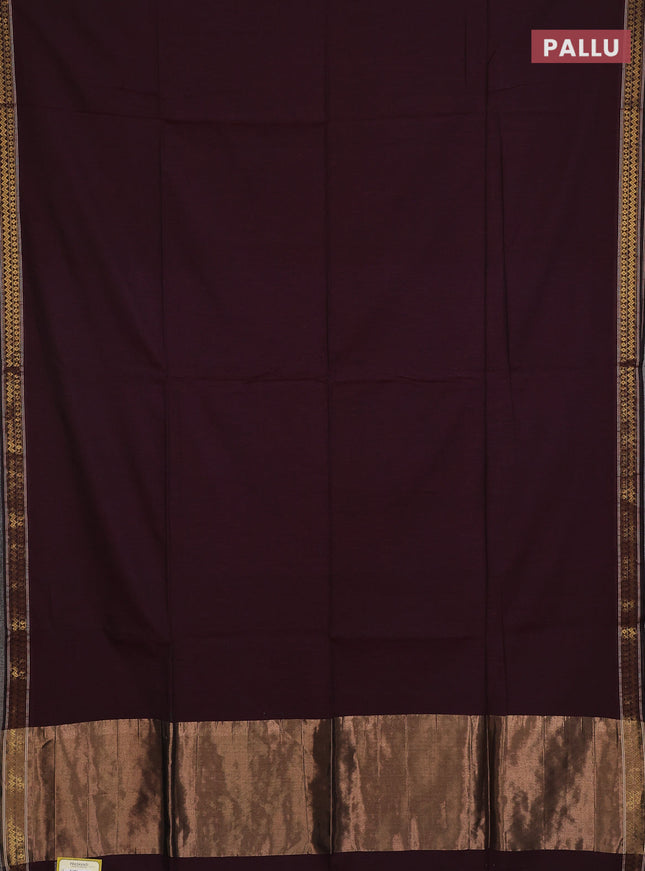 Bengal soft cotton saree wine shade and mustard yellow with plain body and zari woven border