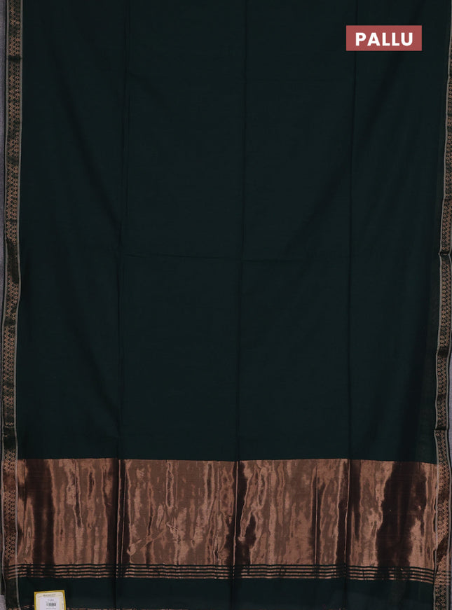 Bengal soft cotton saree green and maroon with plain body and zari woven border