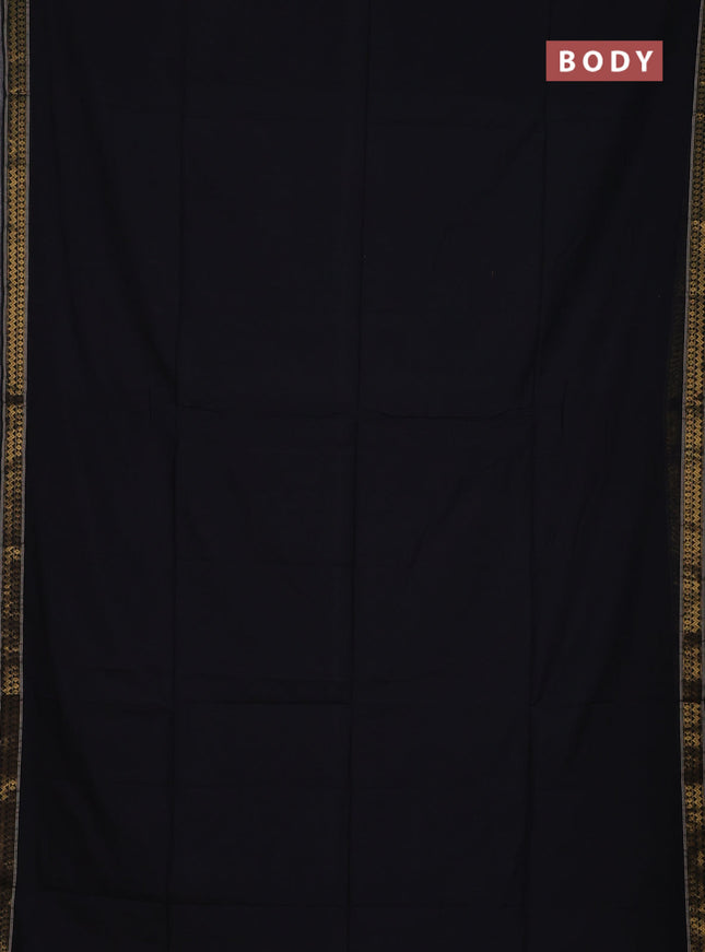 Bengal soft cotton saree black and maroon with plain body and zari woven border