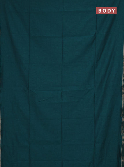 Bengal soft cotton saree green and red with plain body and zari woven border