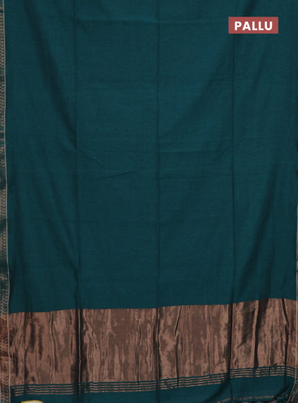 Bengal soft cotton saree green and red with plain body and zari woven border