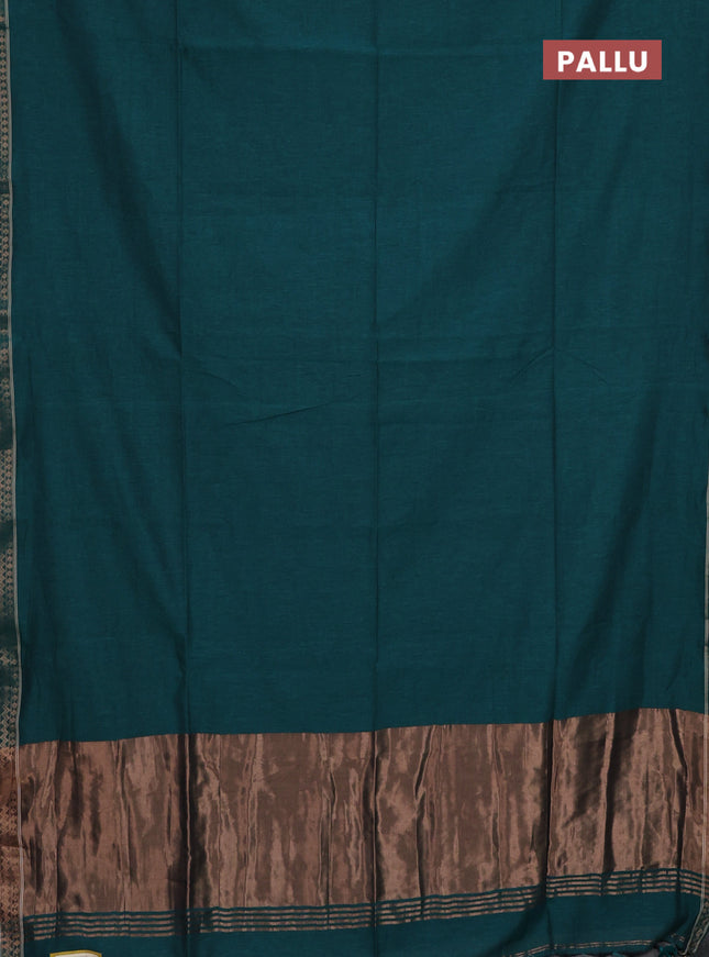 Bengal soft cotton saree green and red with plain body and zari woven border