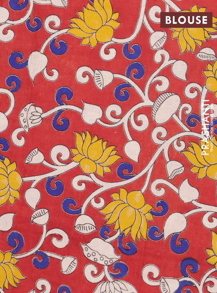 Bengal soft cotton saree navy blue and red with plain body and zari woven border