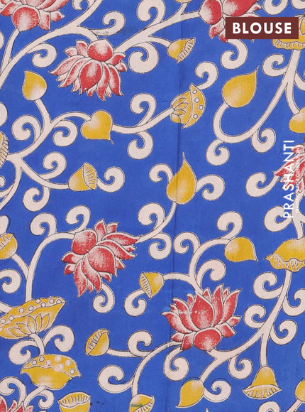 Bengal soft cotton saree dark magenta pink and blue with plain body and zari woven border