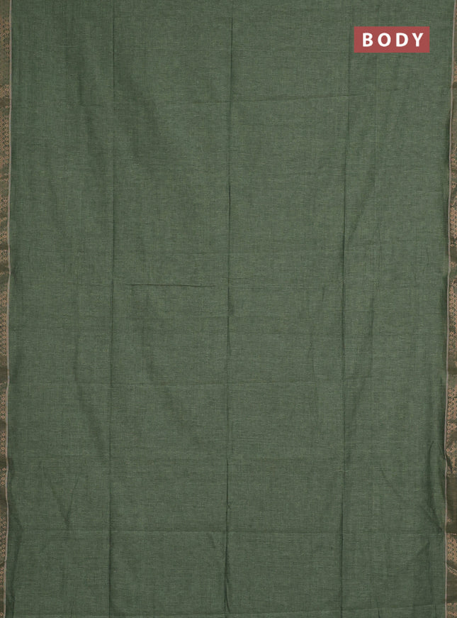 Bengal soft cotton saree green shade and maroon with plain body and zari woven border