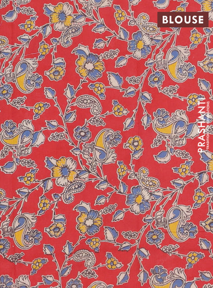 Bengal soft cotton saree teal green and red with plain body and zari woven border