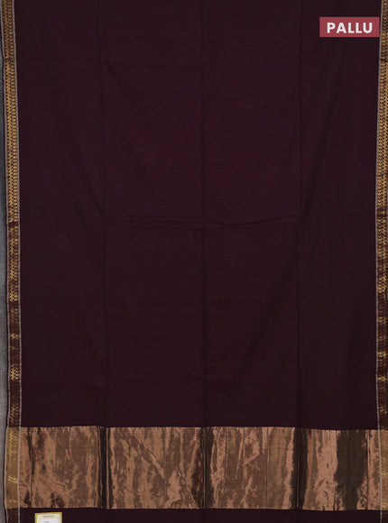 Bengal soft cotton saree deep wine shade and blue with plain body and zari woven border