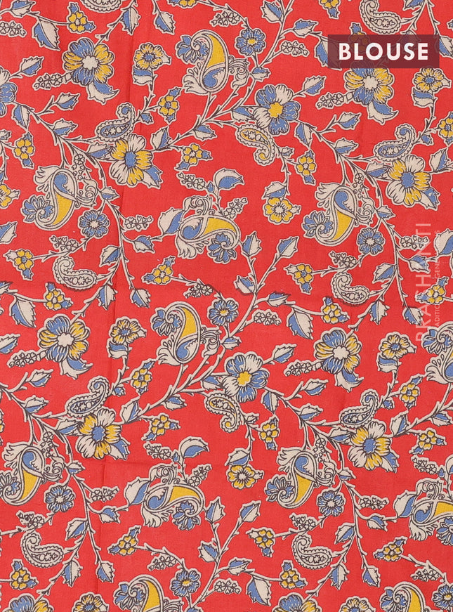 Bengal soft cotton saree blue and red with plain body and zari woven border