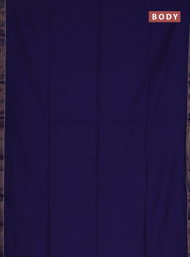 Bengal soft cotton saree blue and bluish grey with plain body and zari woven border