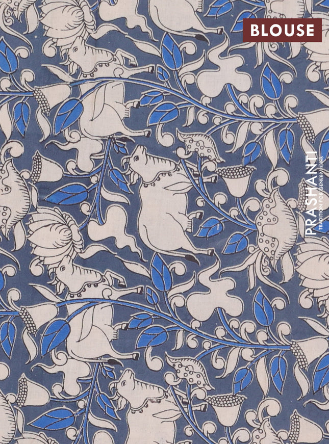 Bengal soft cotton saree blue and bluish grey with plain body and zari woven border