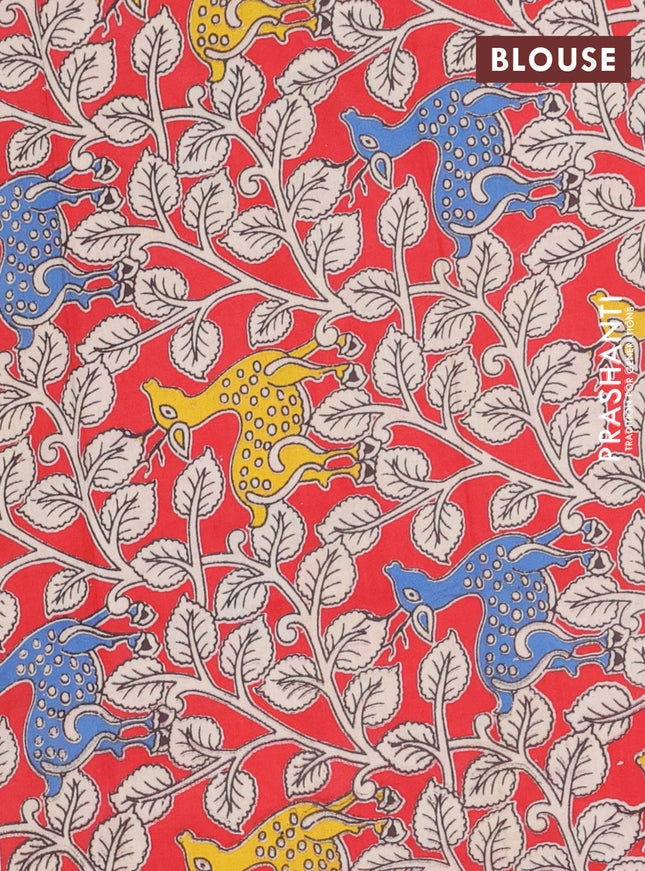 Bengal soft cotton saree teal green and red with plain body and zari woven border