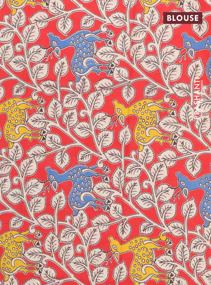 Bengal soft cotton saree cs blue and red with plain body and zari woven border