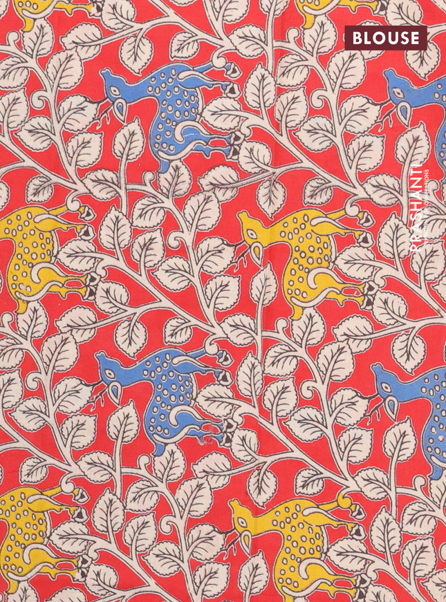 Bengal soft cotton saree cs blue and red with plain body and zari woven border