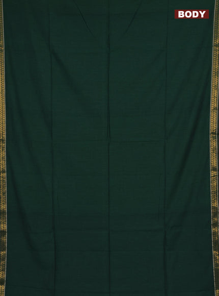 Bengal soft cotton saree green and yellow with plain body and zari woven border