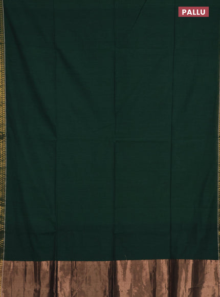 Bengal soft cotton saree green and yellow with plain body and zari woven border