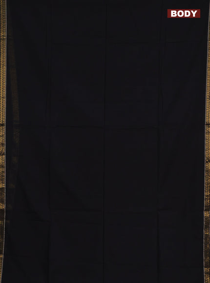 Bengal soft cotton saree black and red with plain body and zari woven border