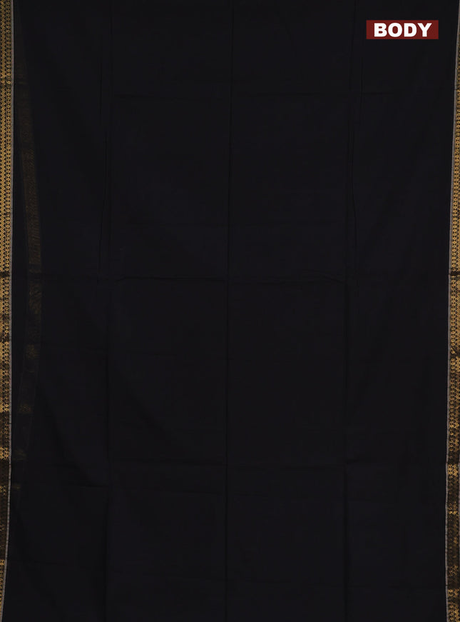 Bengal soft cotton saree black and red with plain body and zari woven border