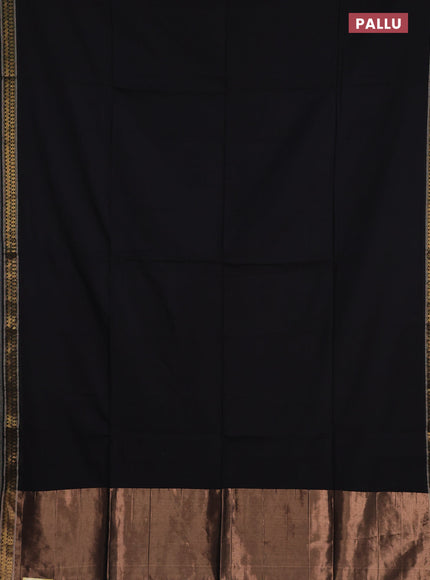 Bengal soft cotton saree black and red with plain body and zari woven border